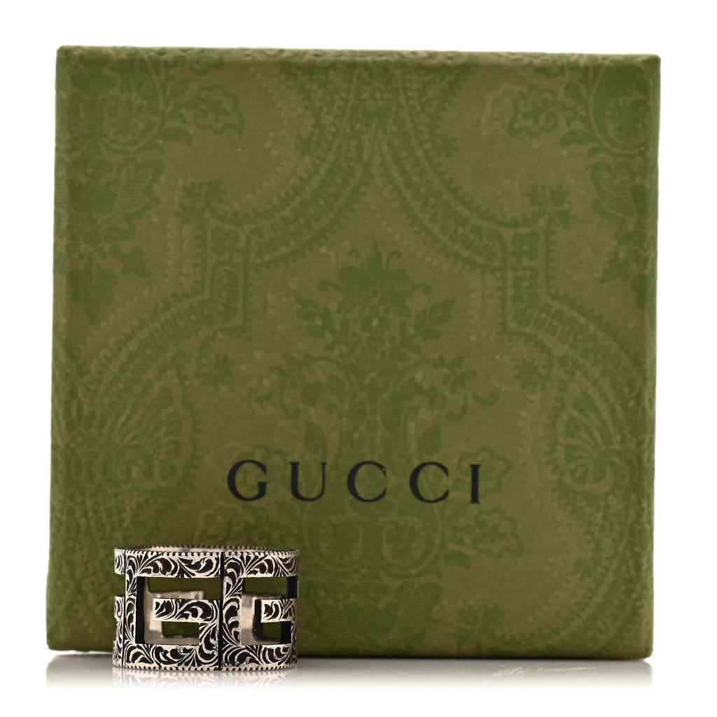 Gucci Sterling Silver Wide Square G Band Ring 65 11