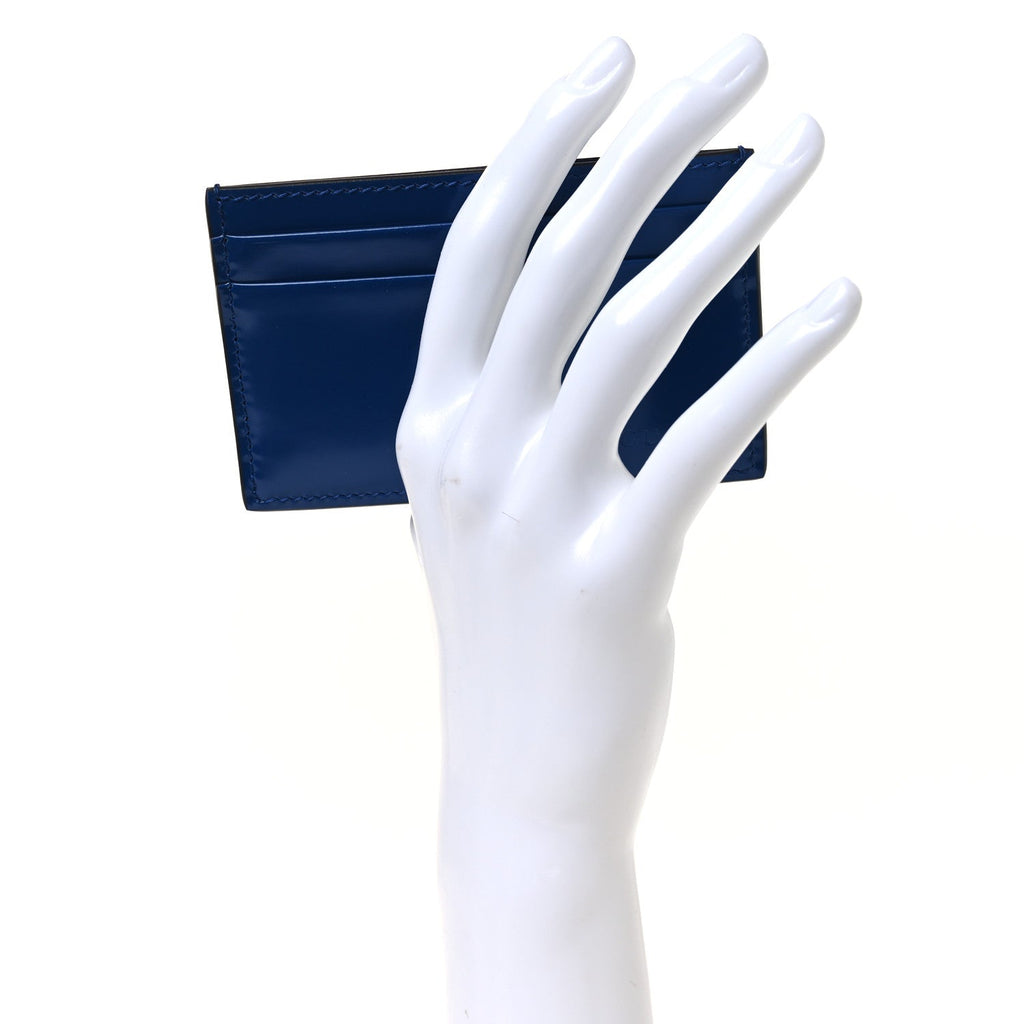 Gucci Calfskin Lux Man Card Case Metal Blue