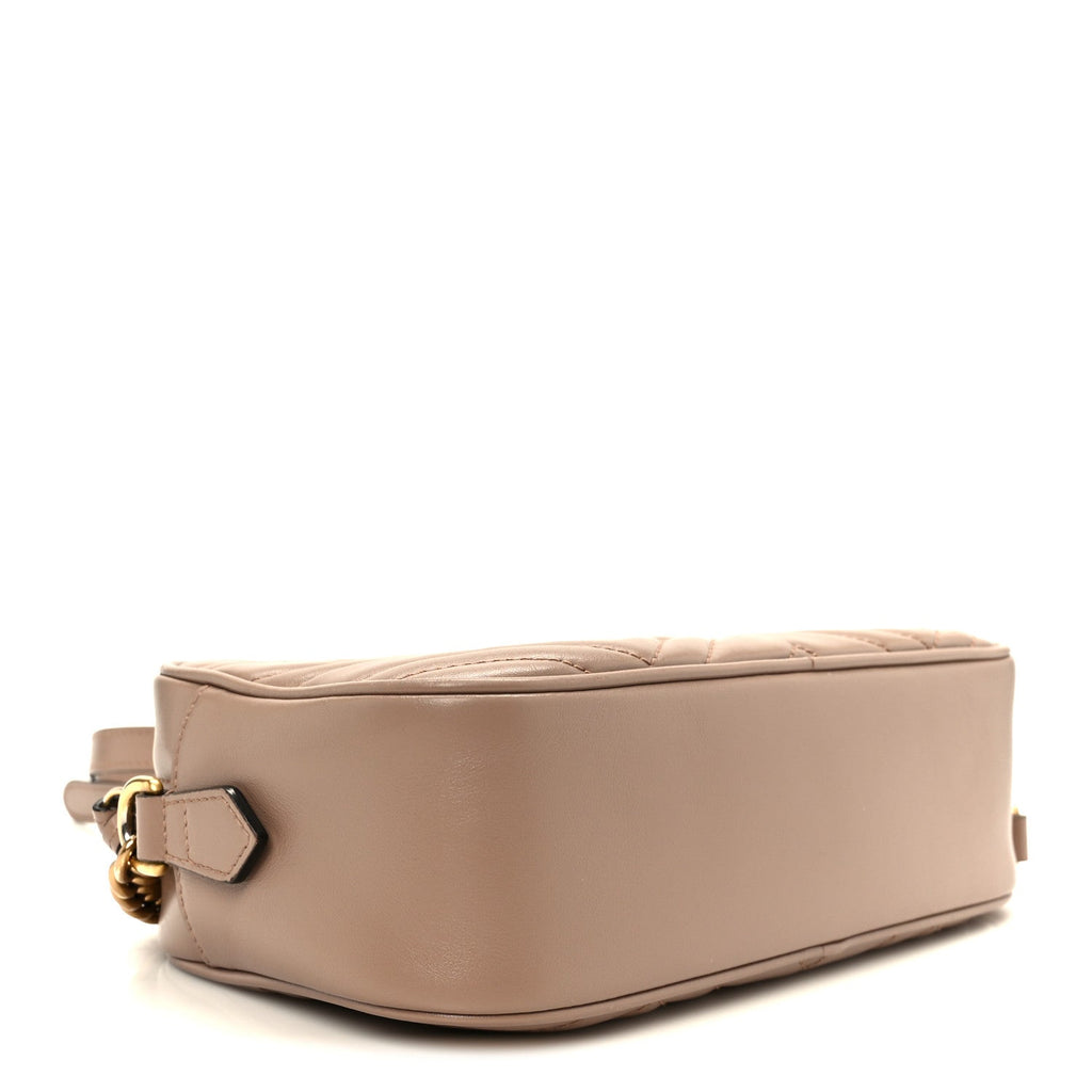 Gucci Calfskin Matelasse Small GG Marmont Chain Shoulder Bag Porcelain Rose