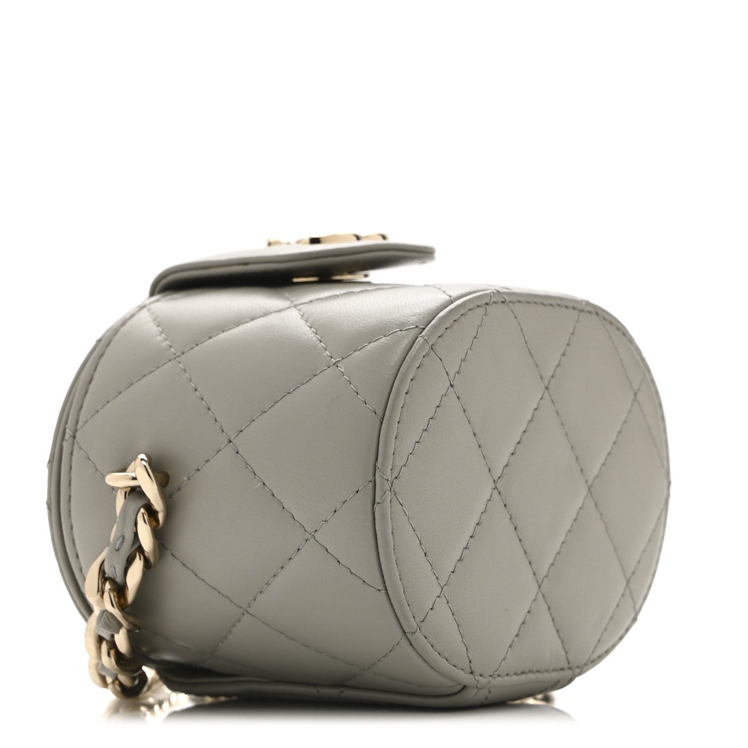 Chanel Lambskin Quilted Mini Vanity Case With Chain Grey