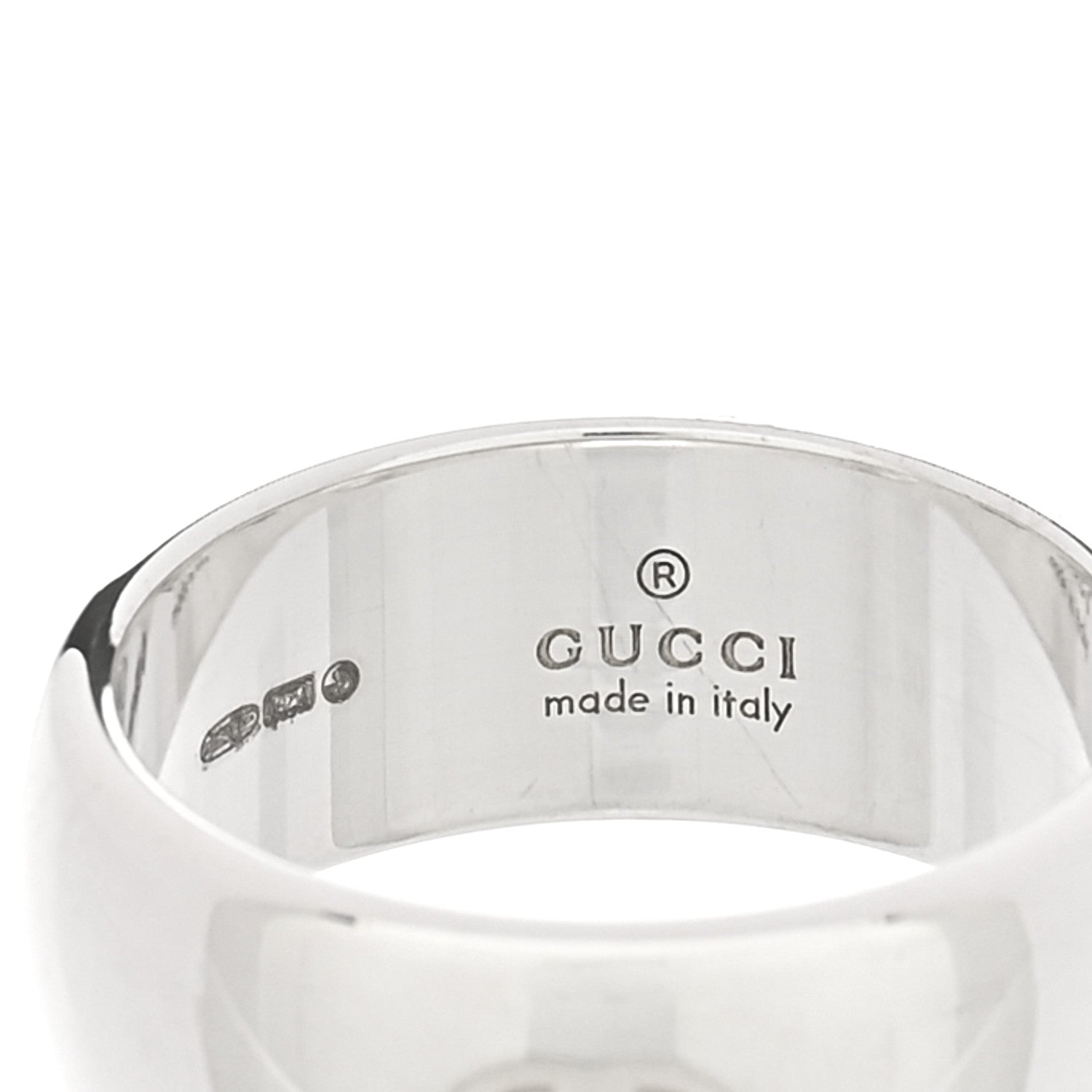 Gucci Sterling Silver Blind for Love Band Wide Ring 60 9