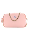 Gucci Dollar Calfskin Enamel Super Mini GG Marmont Chain Shoulder Bag Light Pink Blue