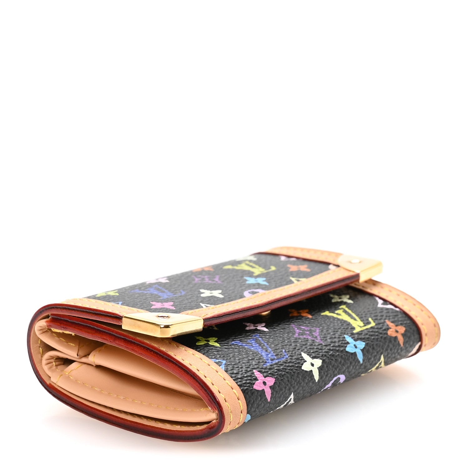 Louis Vuitton Monogram Multicolor Porte-Monnaie Plat Coin Purse Black