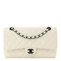 Chanel Crumpled Calfskin Quilted Medium Double Flap White