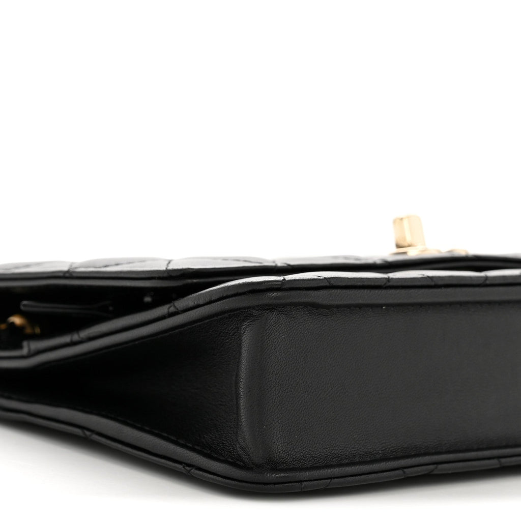 Chanel Lambskin Quilted Trendy CC Wallet On Chain WOC Black
