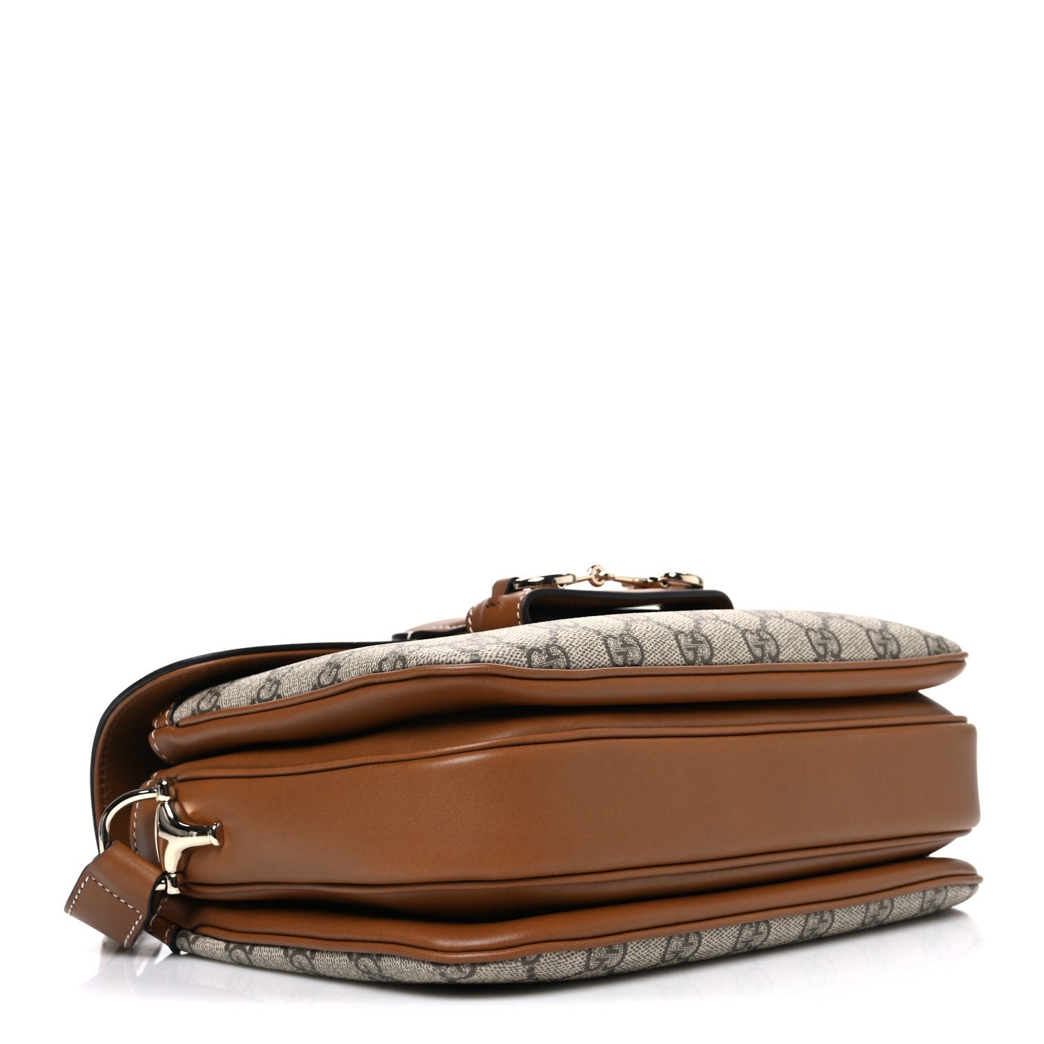 Gucci GG Supreme Monogram Horsebit 1955 Soft Small Shoulder Bag Beige Brown