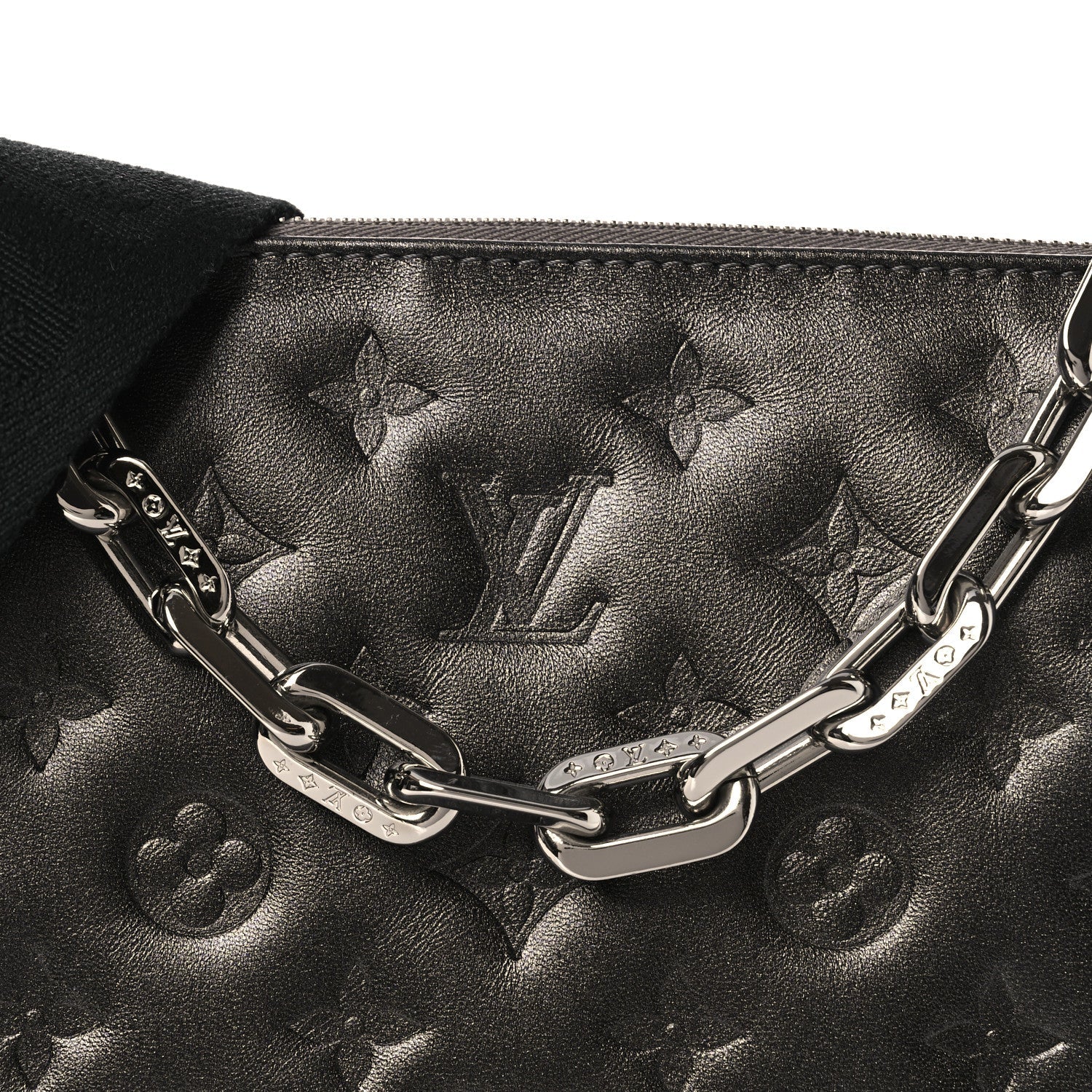 Louis Vuitton Lambskin Embossed Monogram Coussin PM Anthracite