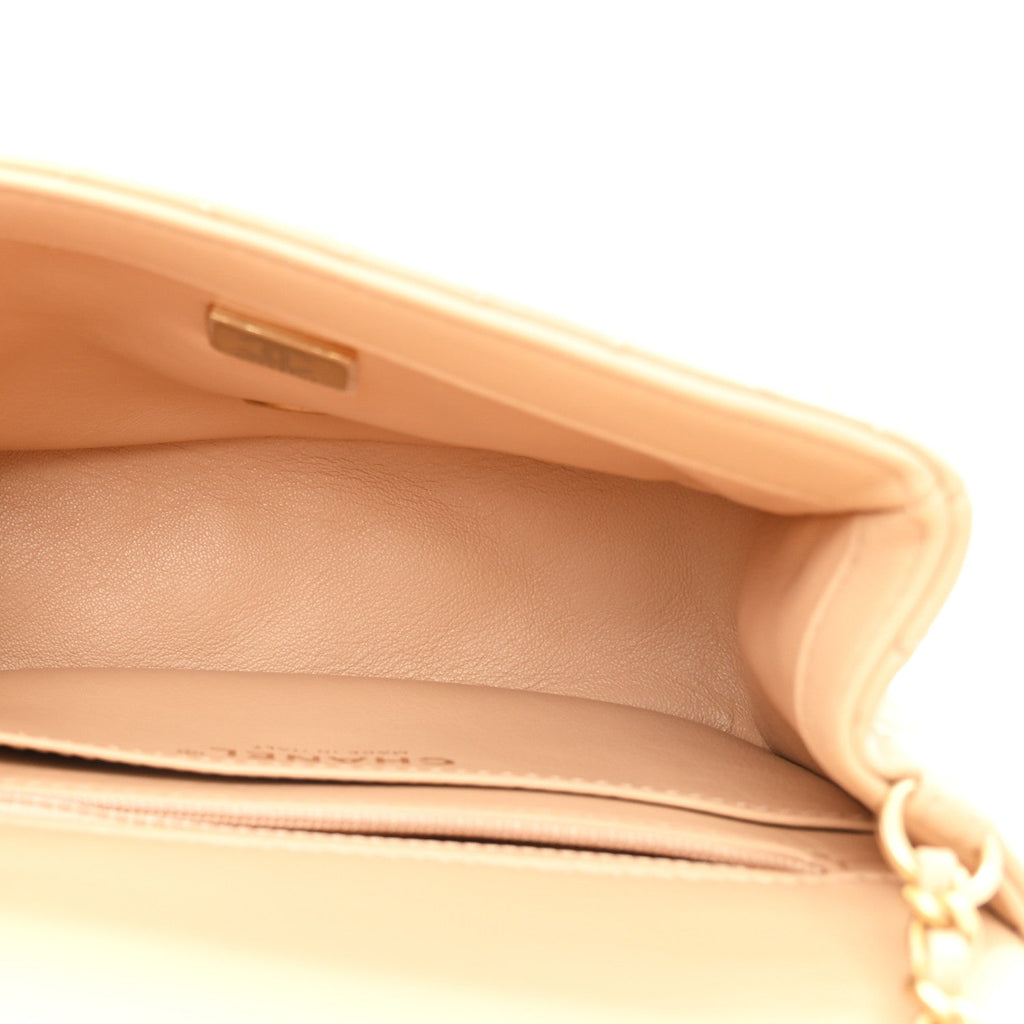 Chanel Lambskin Quilted Mini Pearl Crush Flap Beige