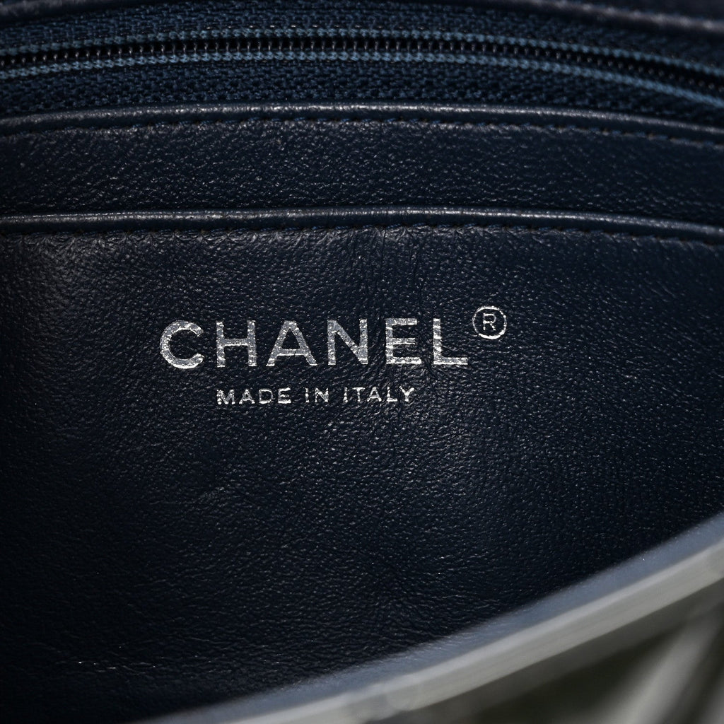 Chanel Patent Calfskin Quilted Mini Rectangular Flap Navy Blue