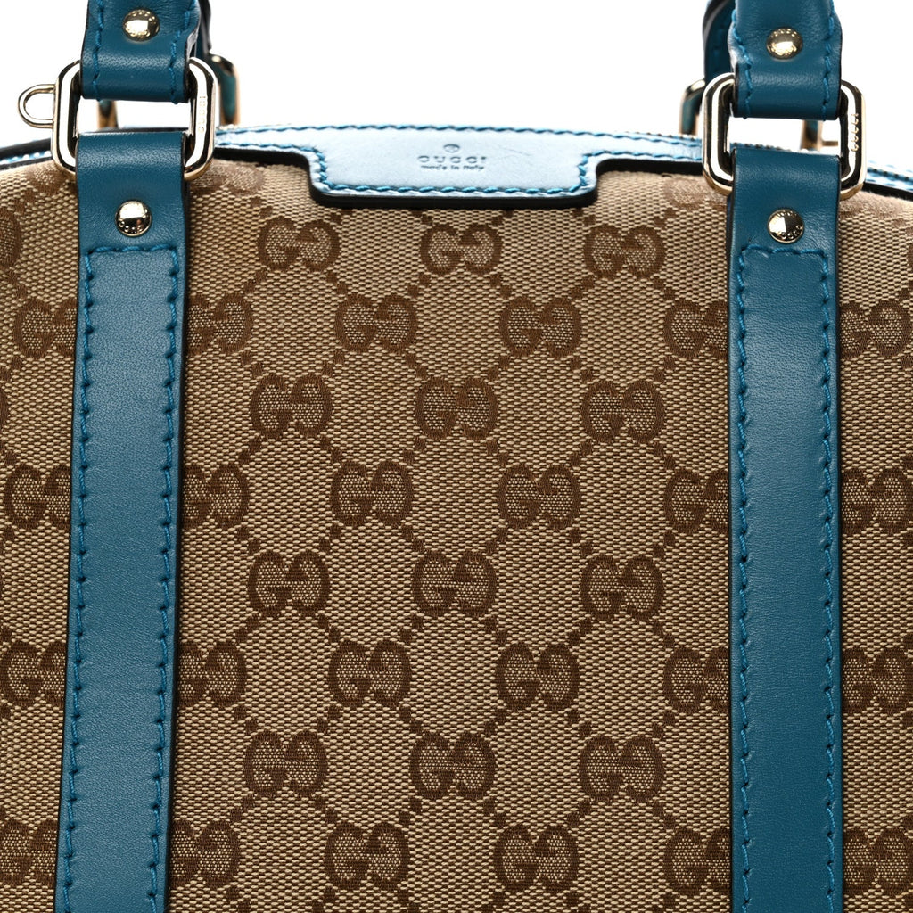 Gucci Monogram Small Boston Beige Deep Cobalt