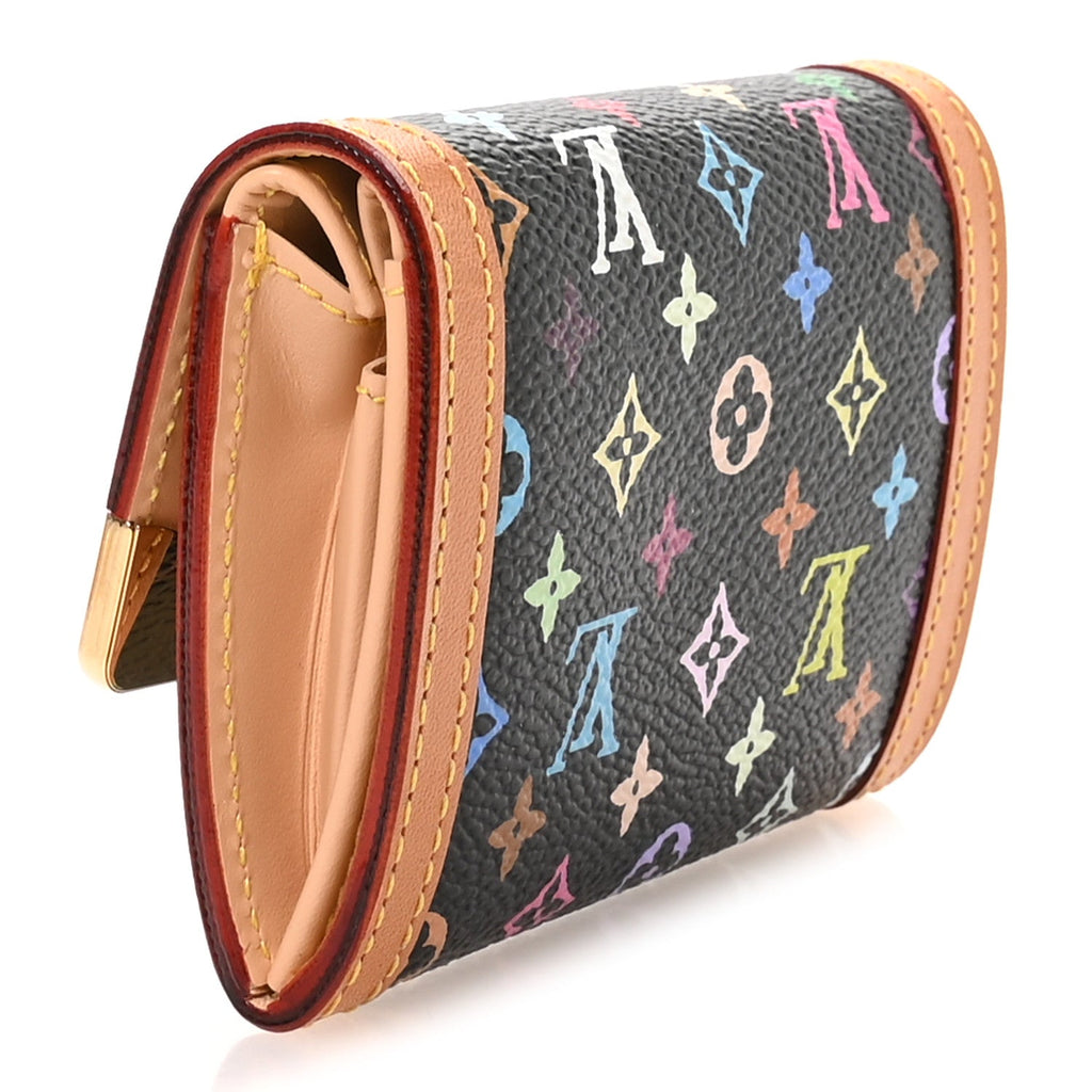 Louis Vuitton Monogram Multicolor Porte-Monnaie Plat Coin Purse Black