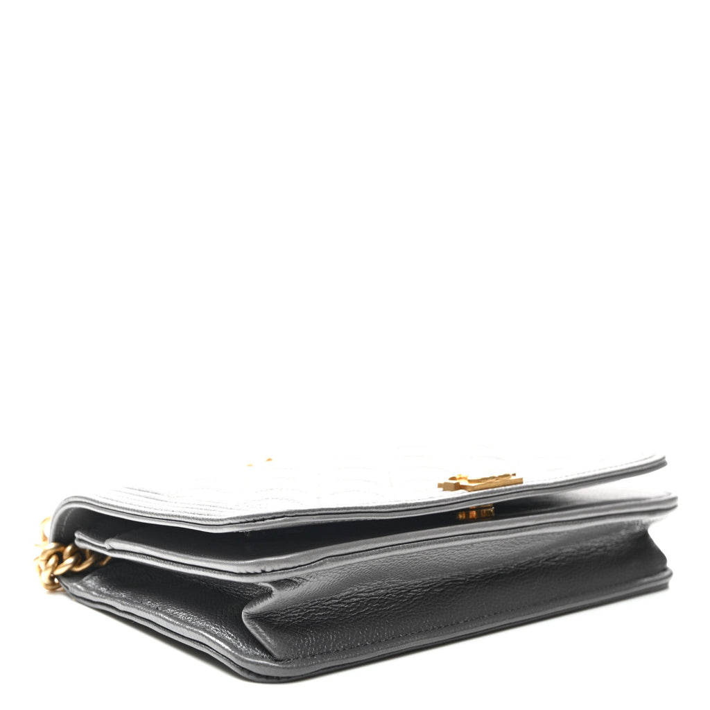 Chanel Caviar Quilted Boy Wallet On Chain WOC Grey