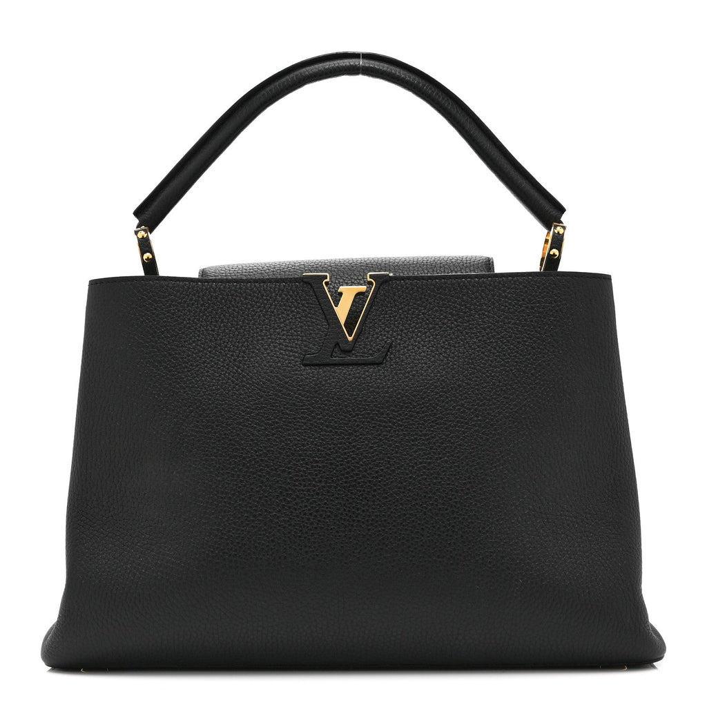 Louis Vuitton Taurillon Capucines MM Black Fuchsia