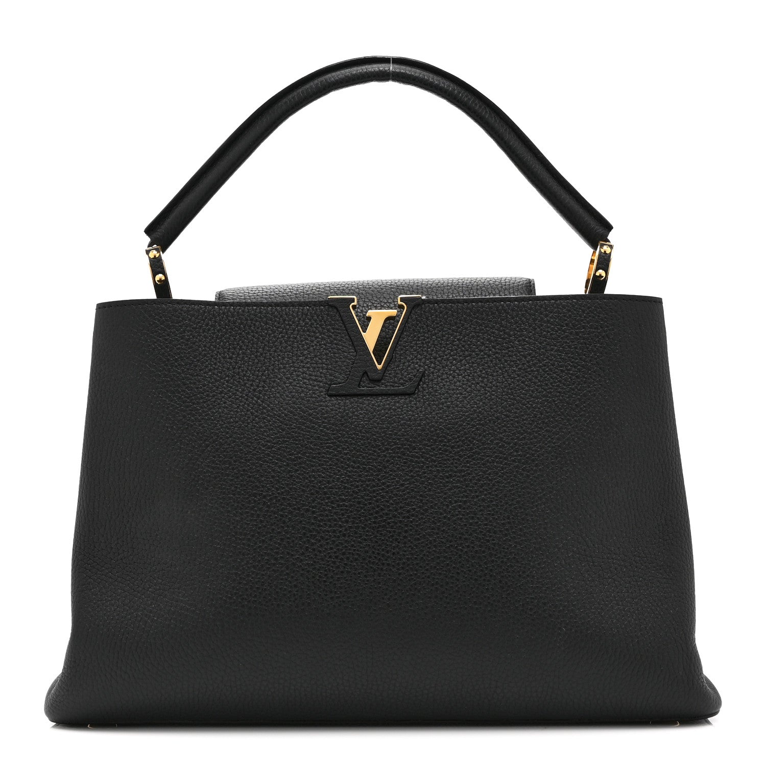 Louis Vuitton Taurillon Capucines MM Black Fuchsia