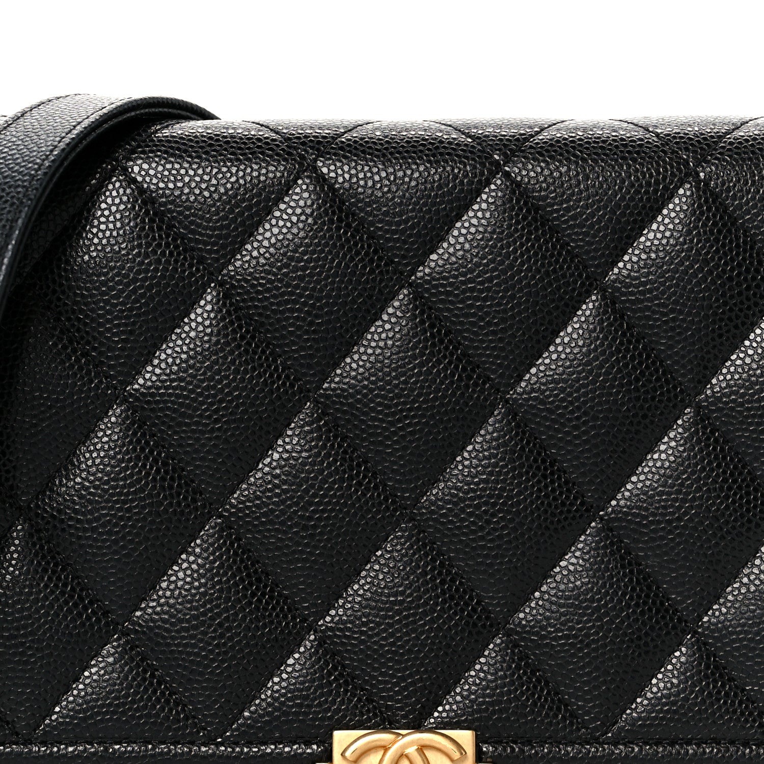 Chanel Caviar Quilted Boy Wallet On Chain WOC Black