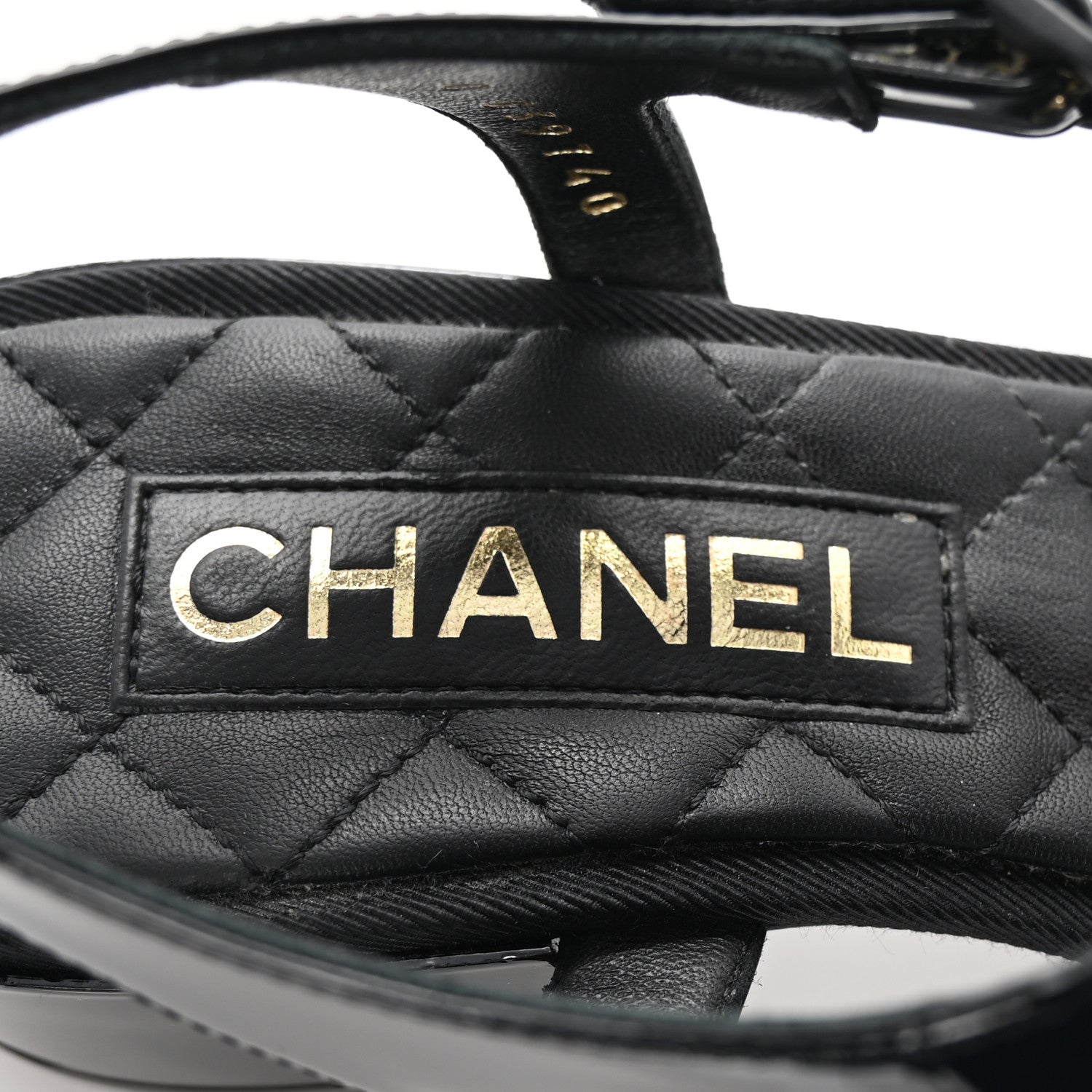 Patent CC Logo Thong Sandals 37 Black