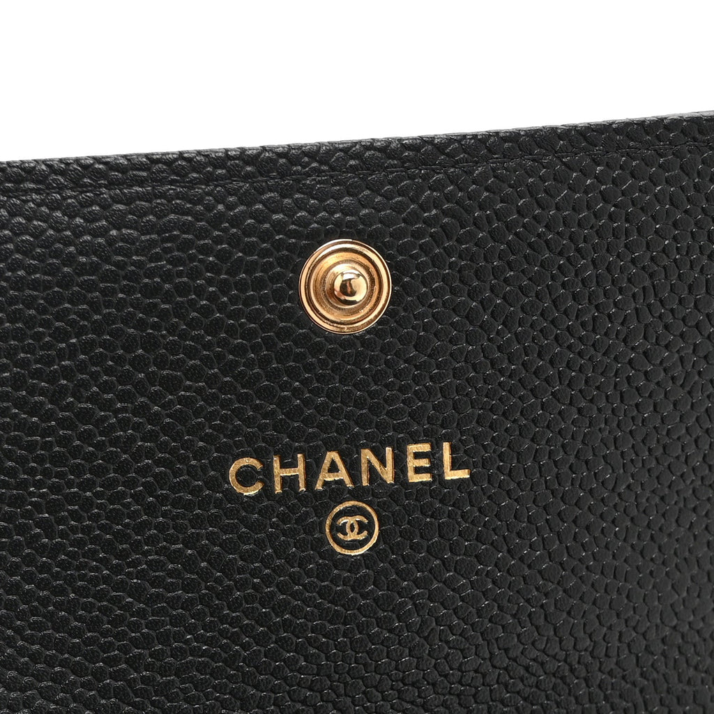 Chanel Caviar Quilted Boy Card Holder On Chain Black