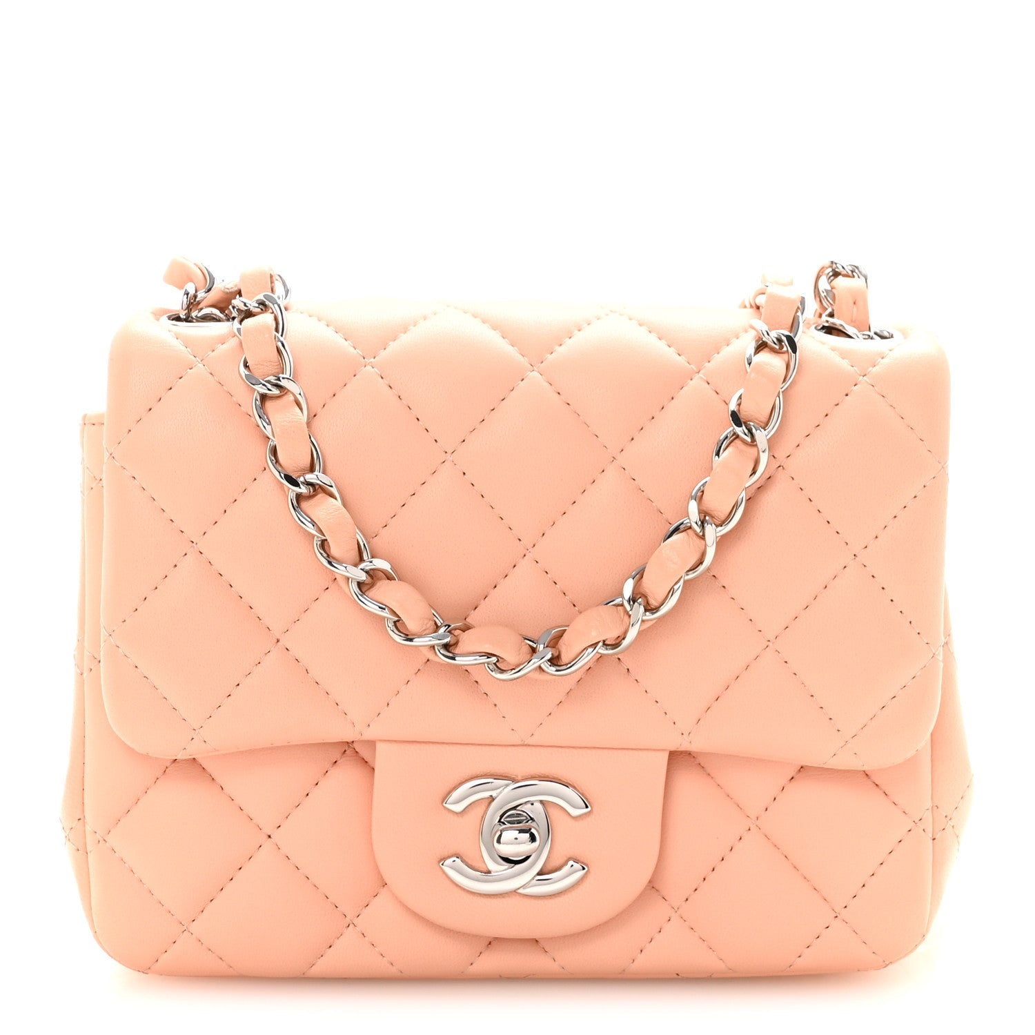 Chanel Lambskin Quilted Mini Square Flap Light Pink