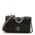 Chanel Lambskin Quilted Chanel 19 Wallet On Chain WOC Black