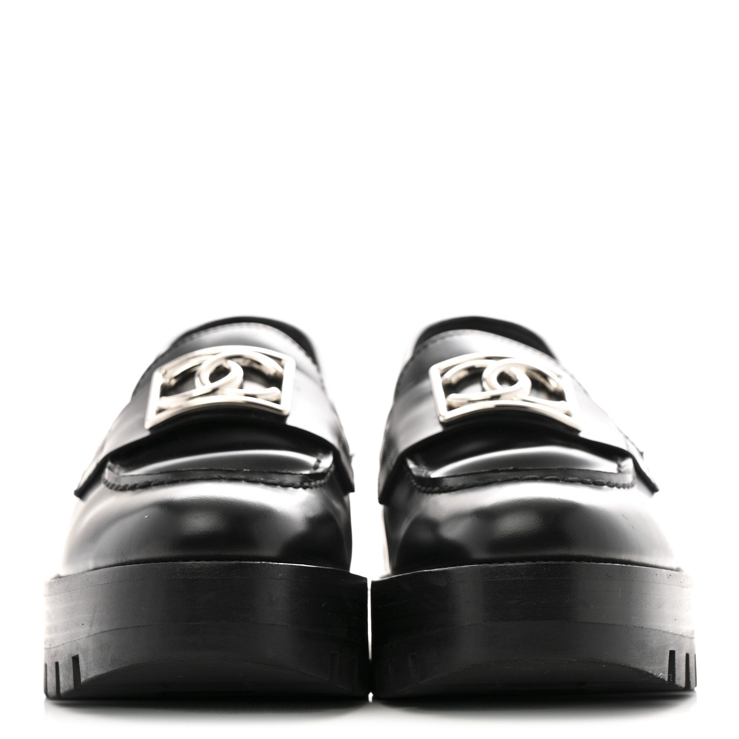 Calfskin Metal CC Loafers 35 Black