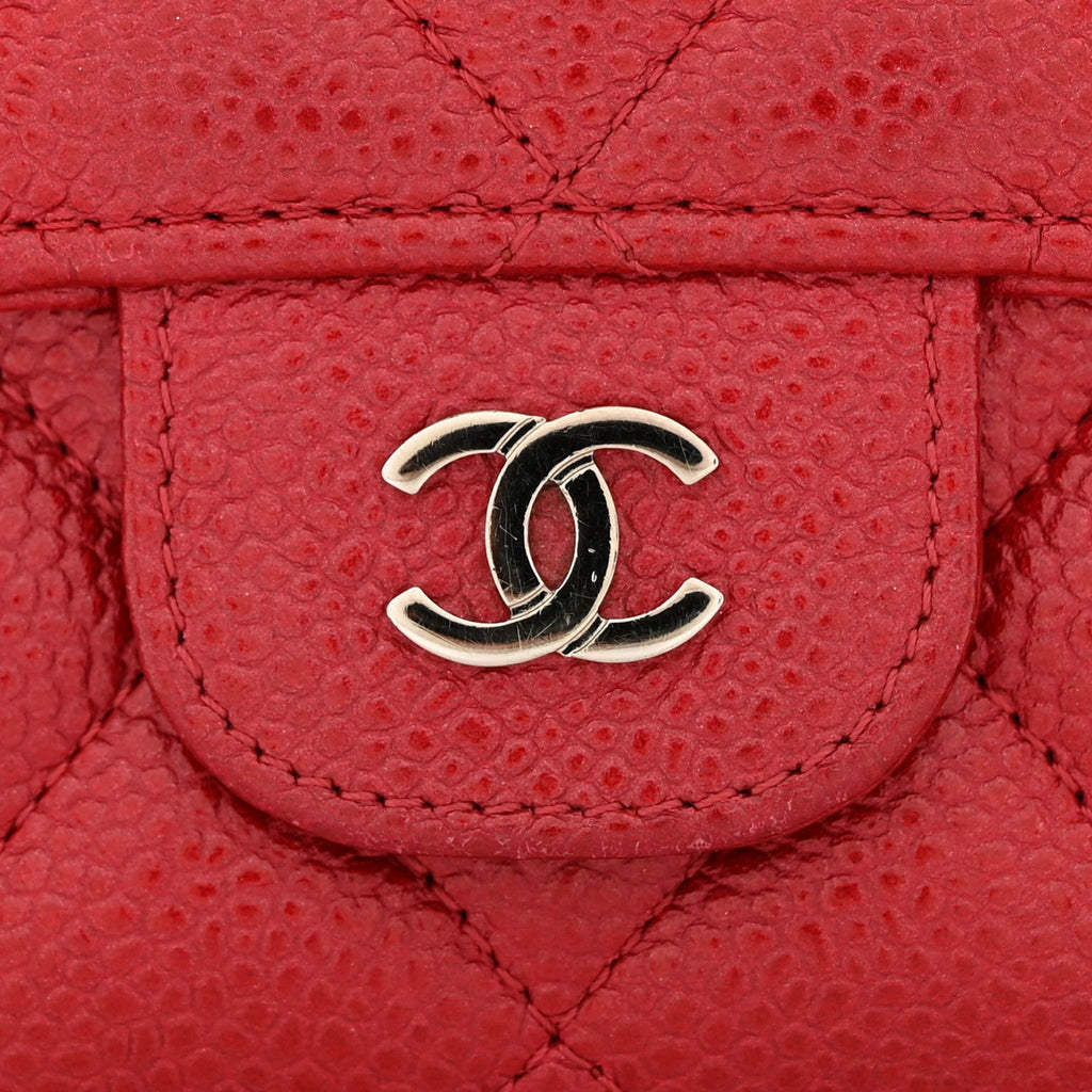 Caviar Quilted Large Flap Wallet Red