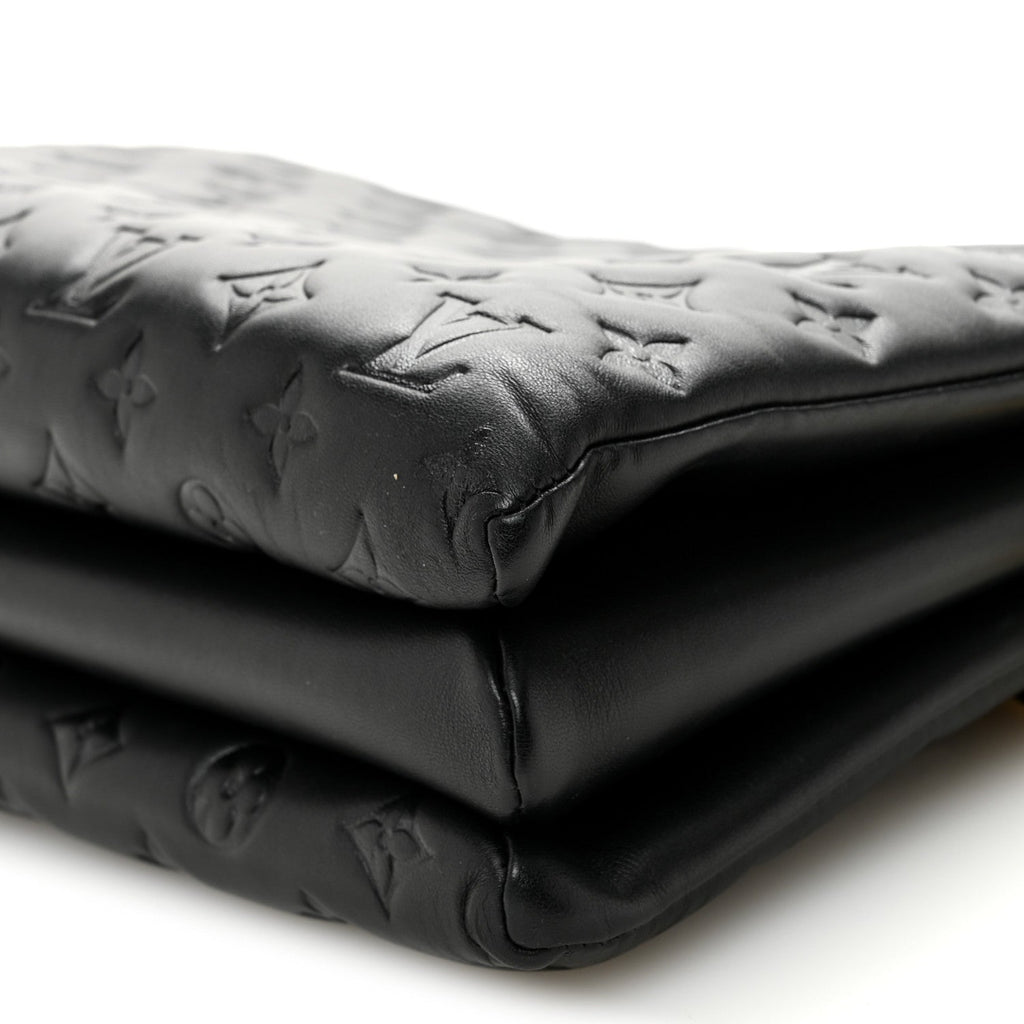 Louis Vuitton Lambskin Embossed Monogram Coussin MM Black