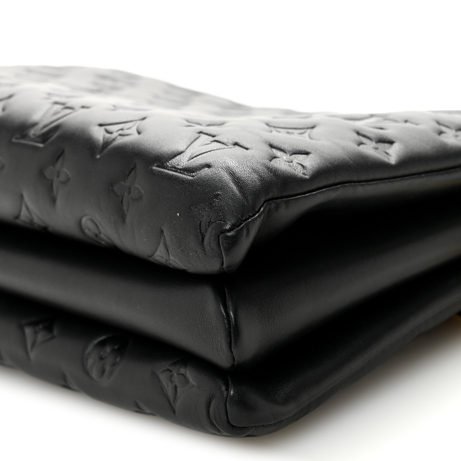 Louis Vuitton Lambskin Embossed Monogram Coussin MM Black
