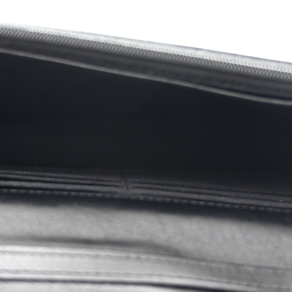 Chanel Lambskin Resin Quilted Wallet On Chain WOC Black