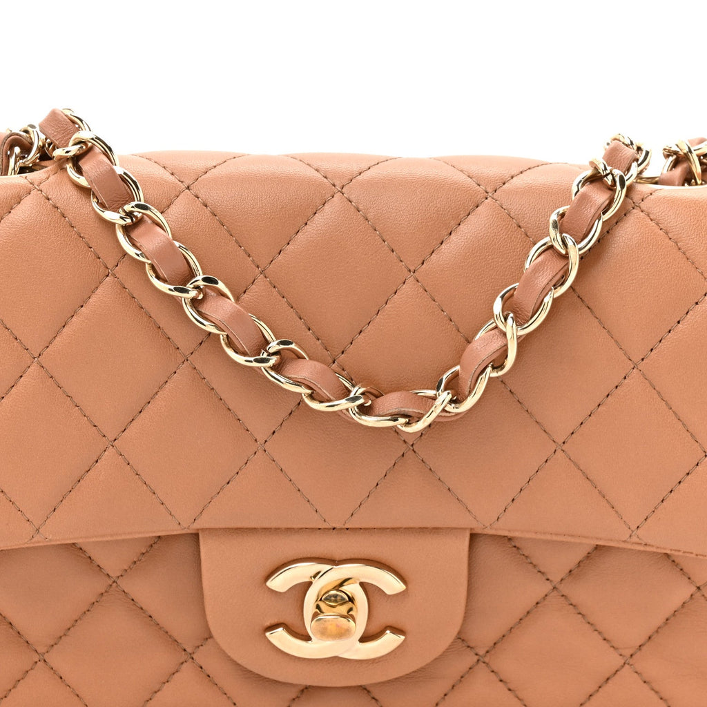 Chanel Lambskin Quilted Mini Rectangular Flap Brown