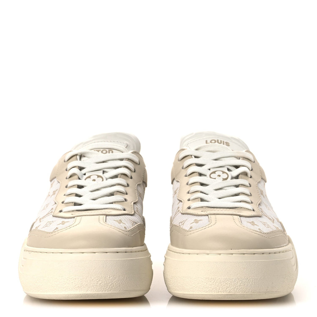 Louis Vuitton Canvas Calfskin Monogram LV Groovy Platform Sneakers 39 Beige