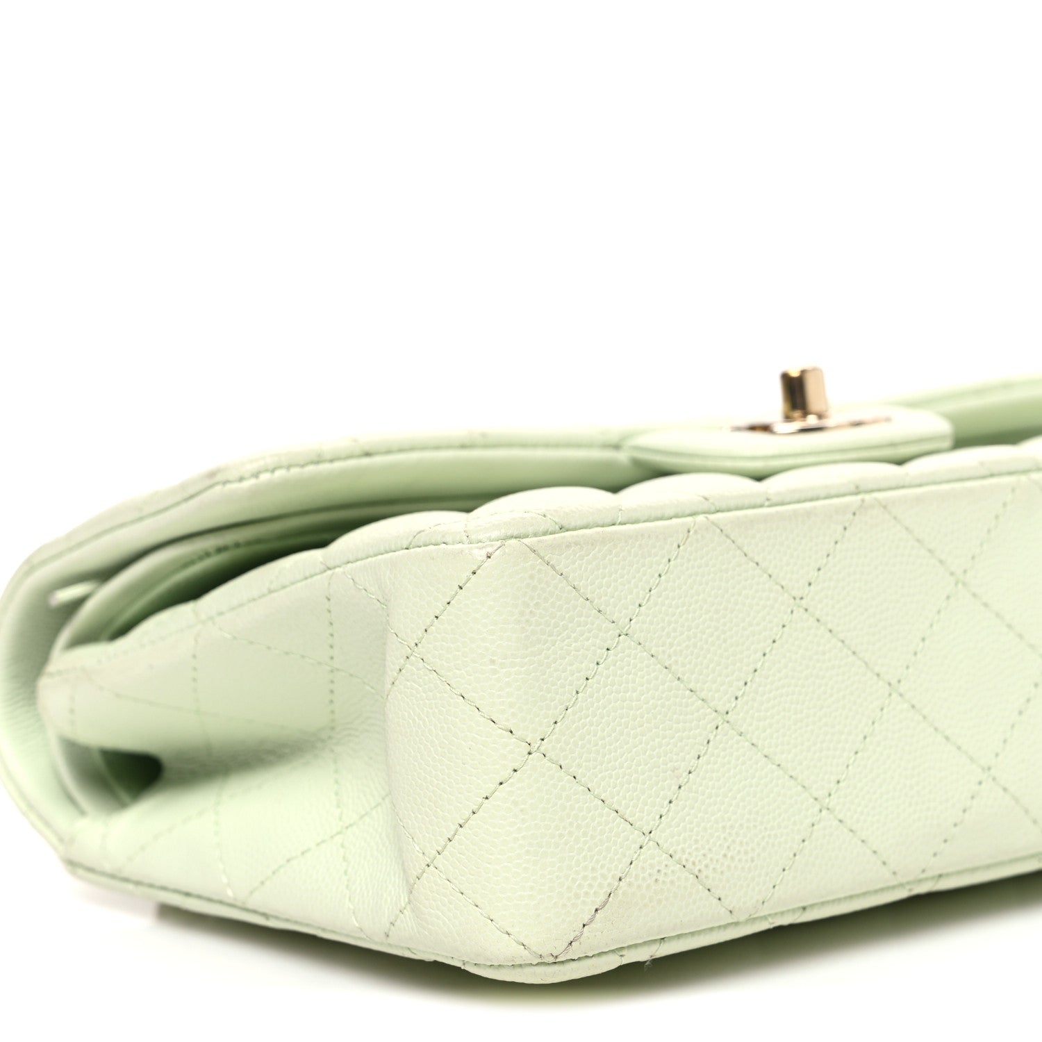 Chanel Caviar Quilted Small Double Flap Light Green
