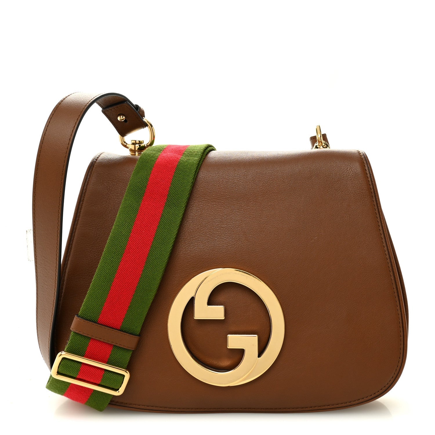 Gucci Roxy Calfskin Web Medium Blondie Shoulder Flap Bag Cuir
