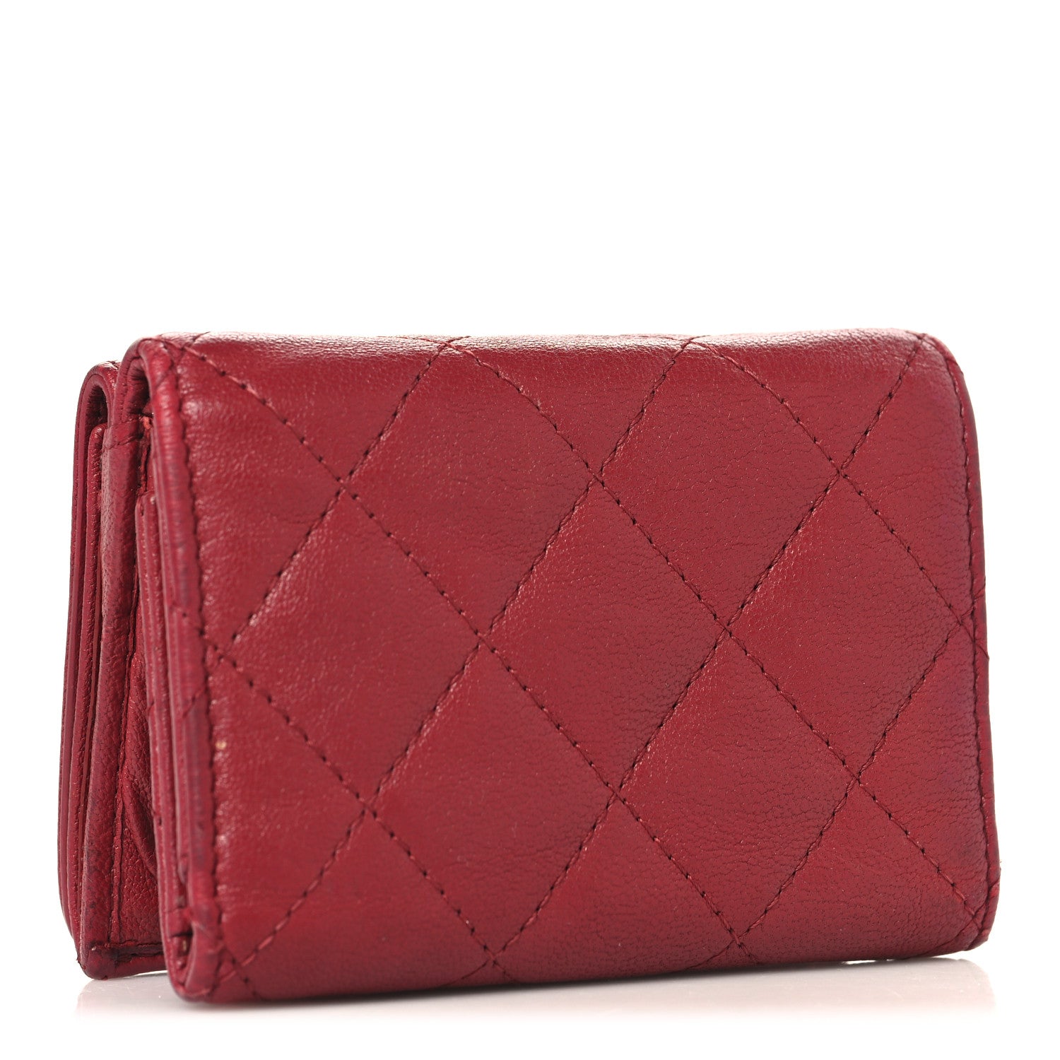 Caviar Quilted Vintage Mademoiselle Flap Card Holder Dark Pink