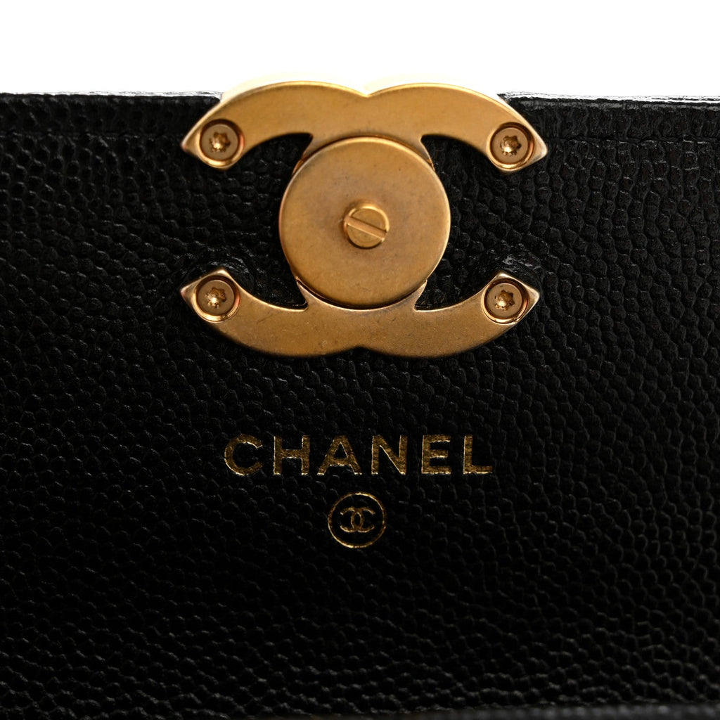 Chanel Caviar Quilted Bracelet On Chain Clutch Black