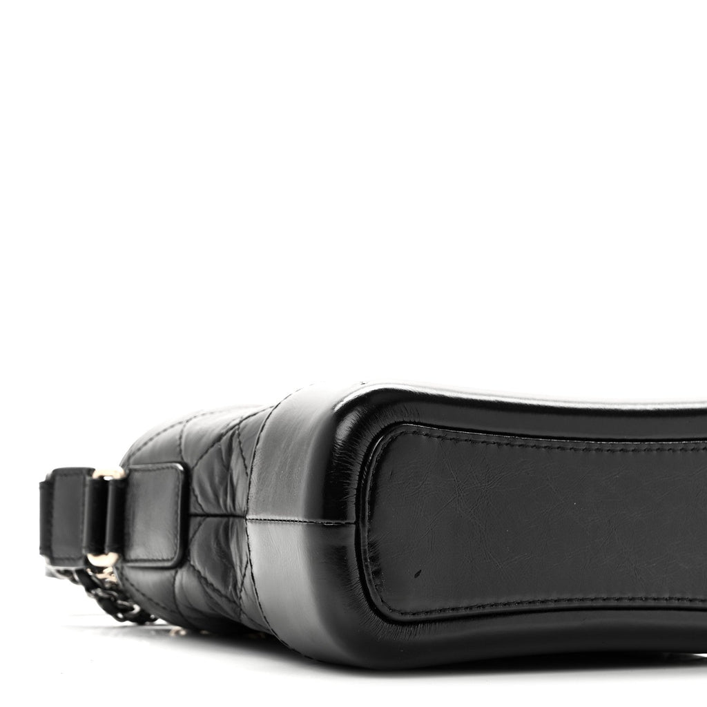 Chanel Aged Calfskin Quilted Small Gabrielle Hobo Black