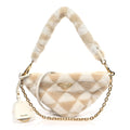 Prada Shearling Symbole Mini Triangle Bag Ecru White