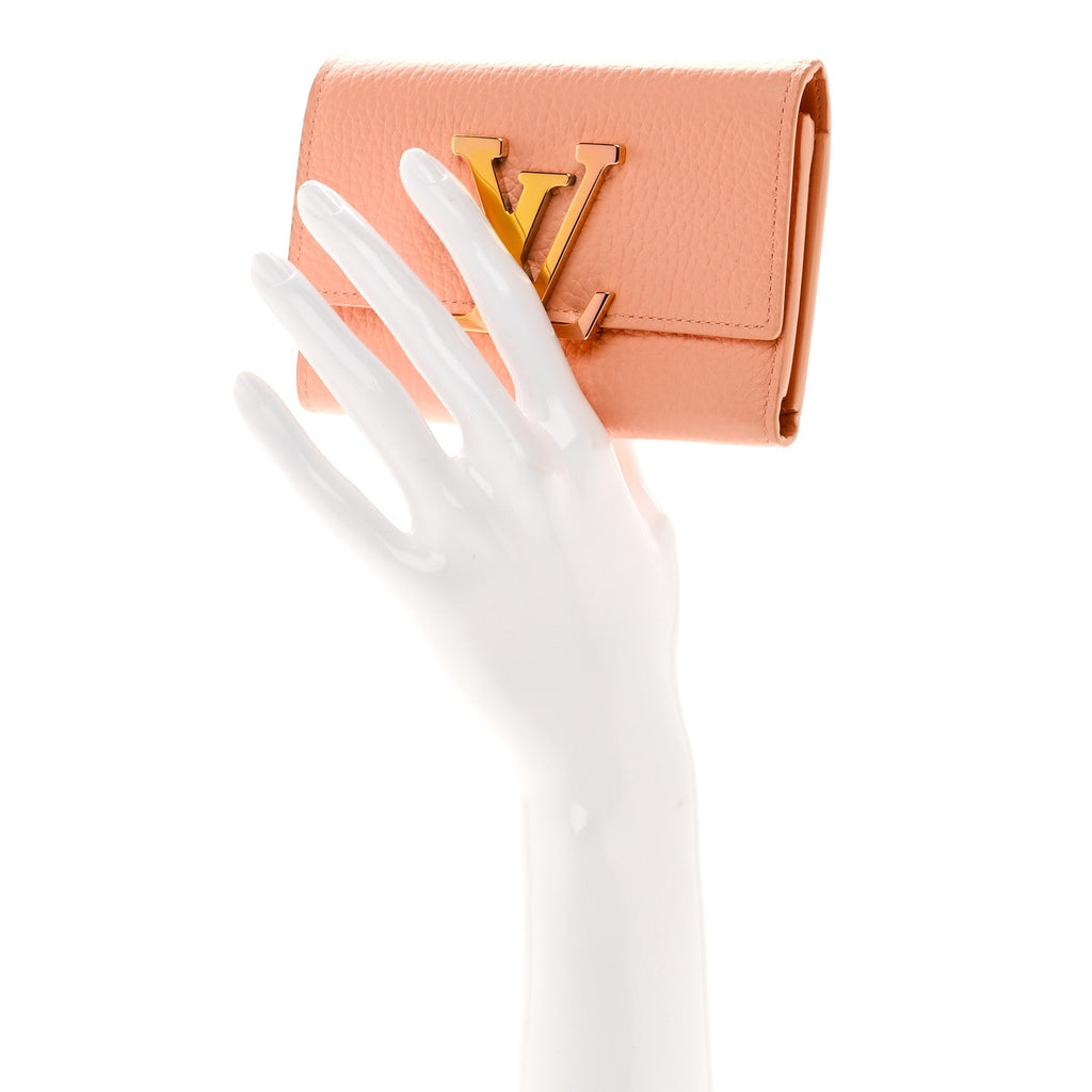 Louis Vuitton Taurillon Capucines Compact Maxi Wallet Apricot Orange