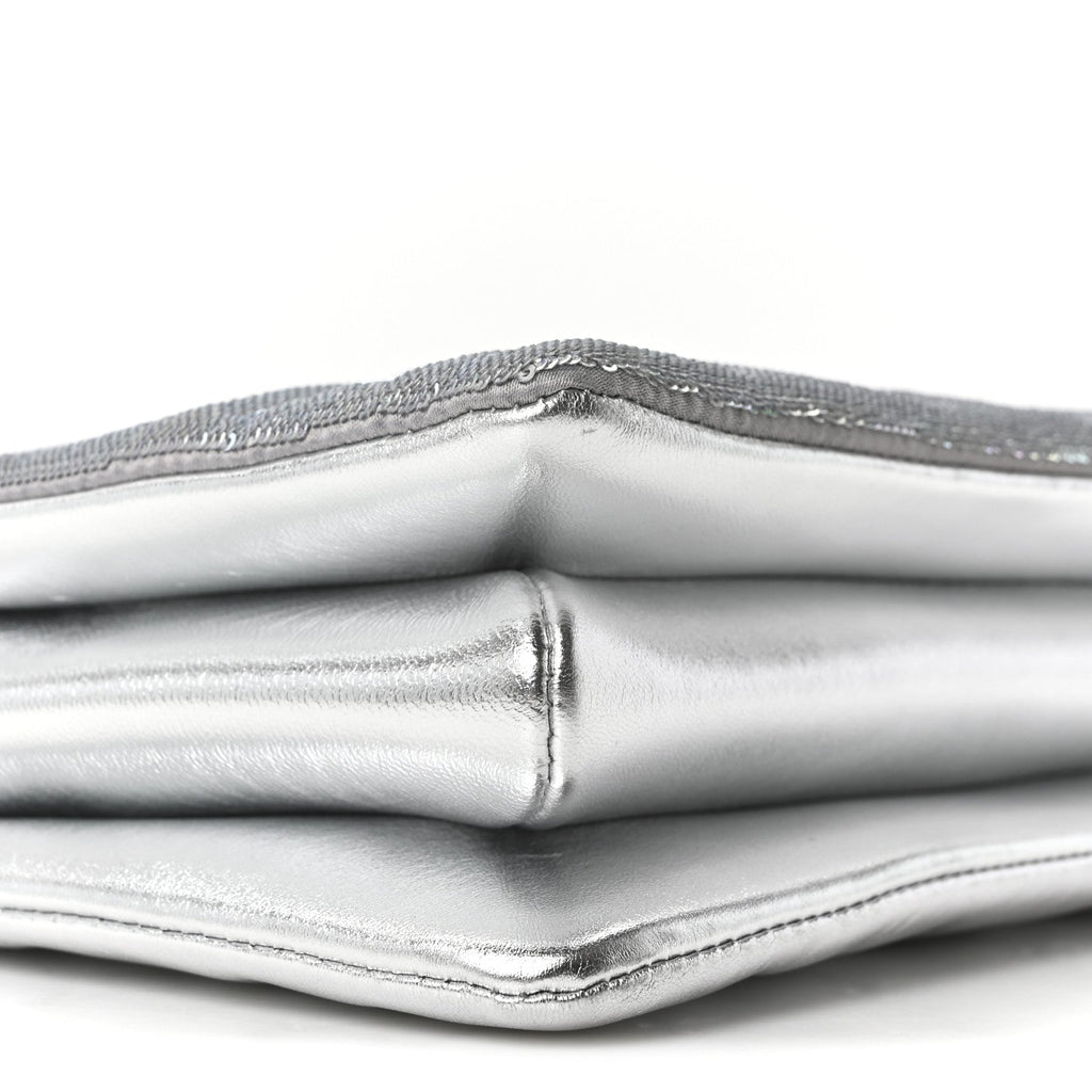 Louis Vuitton Satin Sequin Embroidered Monogram Coussin BB Silver