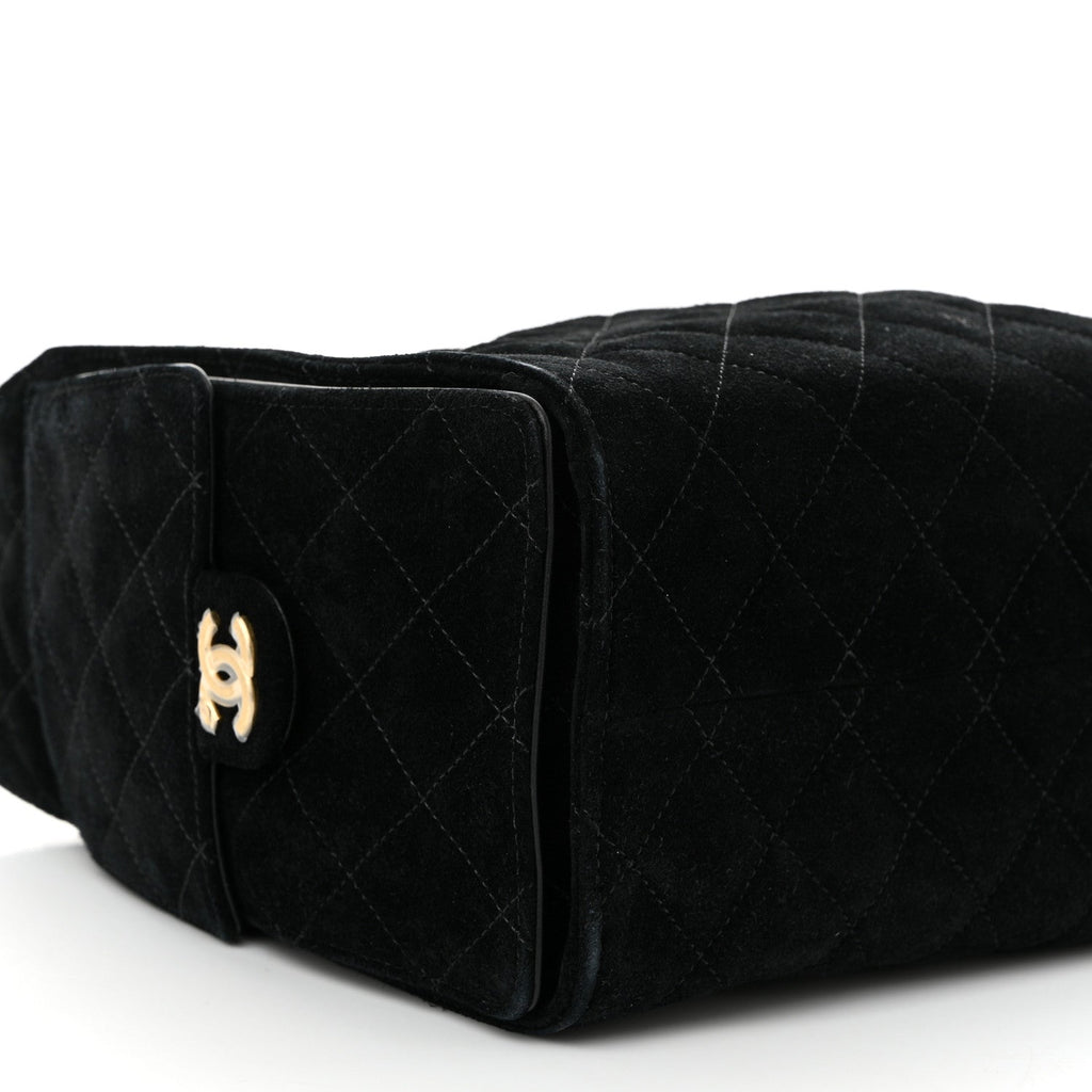 Chanel Suede Quilted Small Chanel 25 Handbag Black