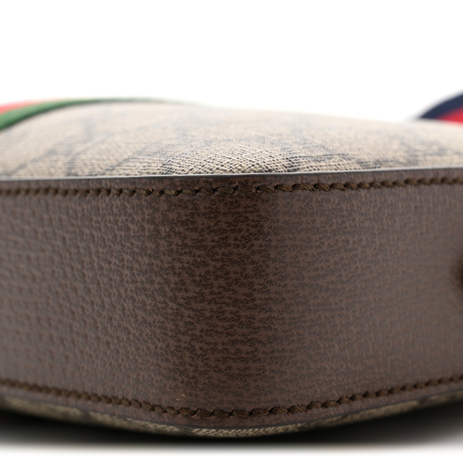 Gucci GG Supreme Monogram Textured Dollar Calfskin Web Ophidia Wristlet Shoulder Bag Beige Ebony New Acero