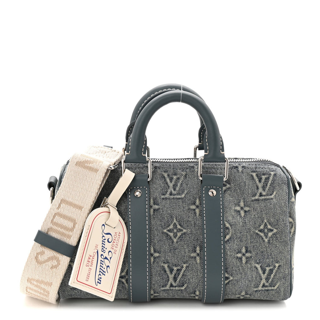 Louis Vuitton Monogram Washed Denim Keepall Bandouliere 25