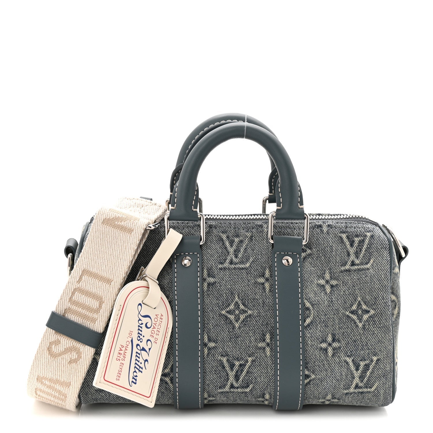 Louis Vuitton Monogram Washed Denim Keepall Bandouliere 25