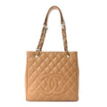 Chanel Caviar Quilted Petit Shopping Tote PST Dark Beige