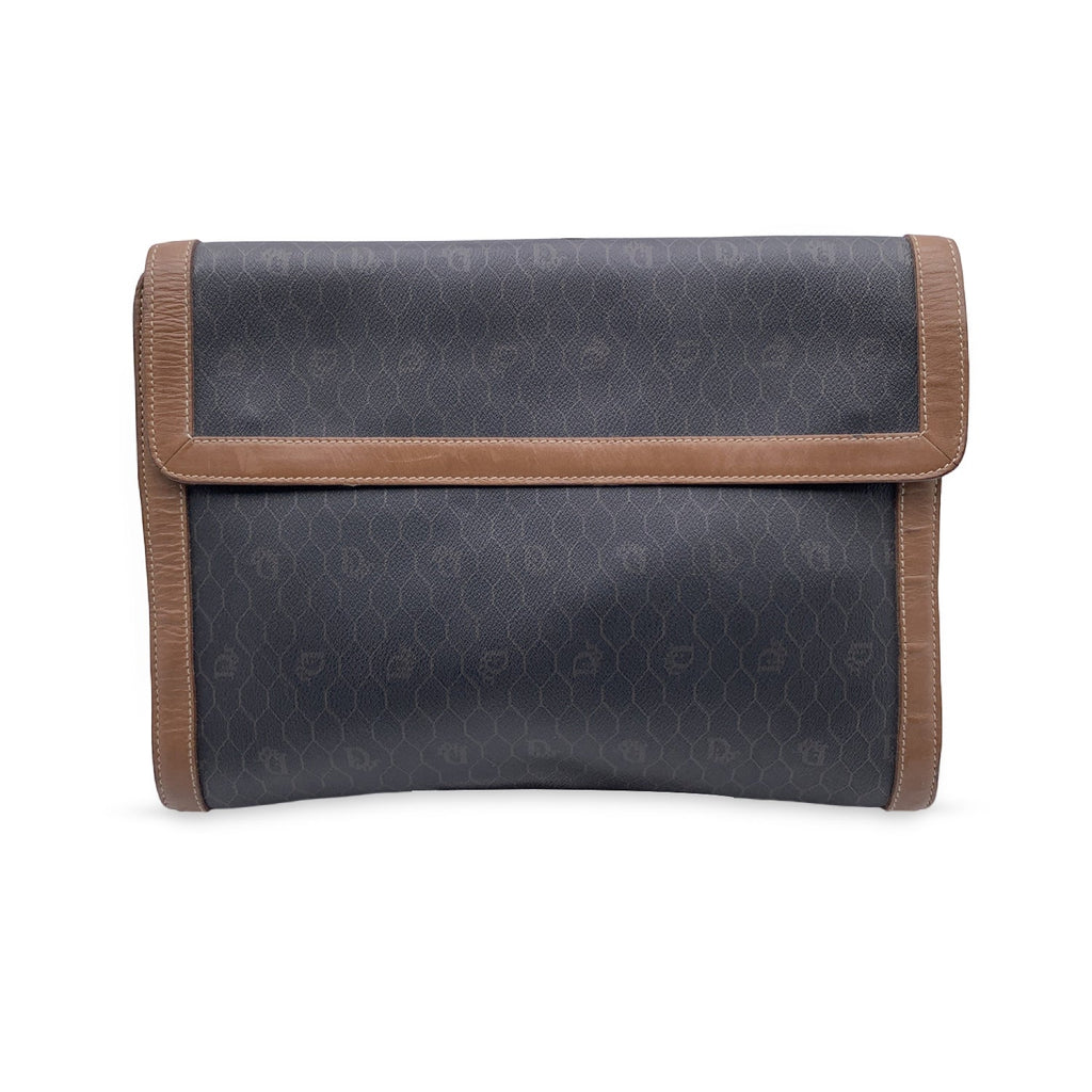 CHRISTIAN DIOR  Grey Logo Canvas Large Clutch Portfolio