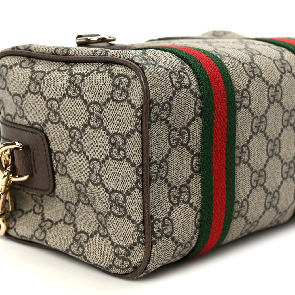 Gucci GG Supreme Web Mini GG Top Handle Bag Beige Ebony New Acero