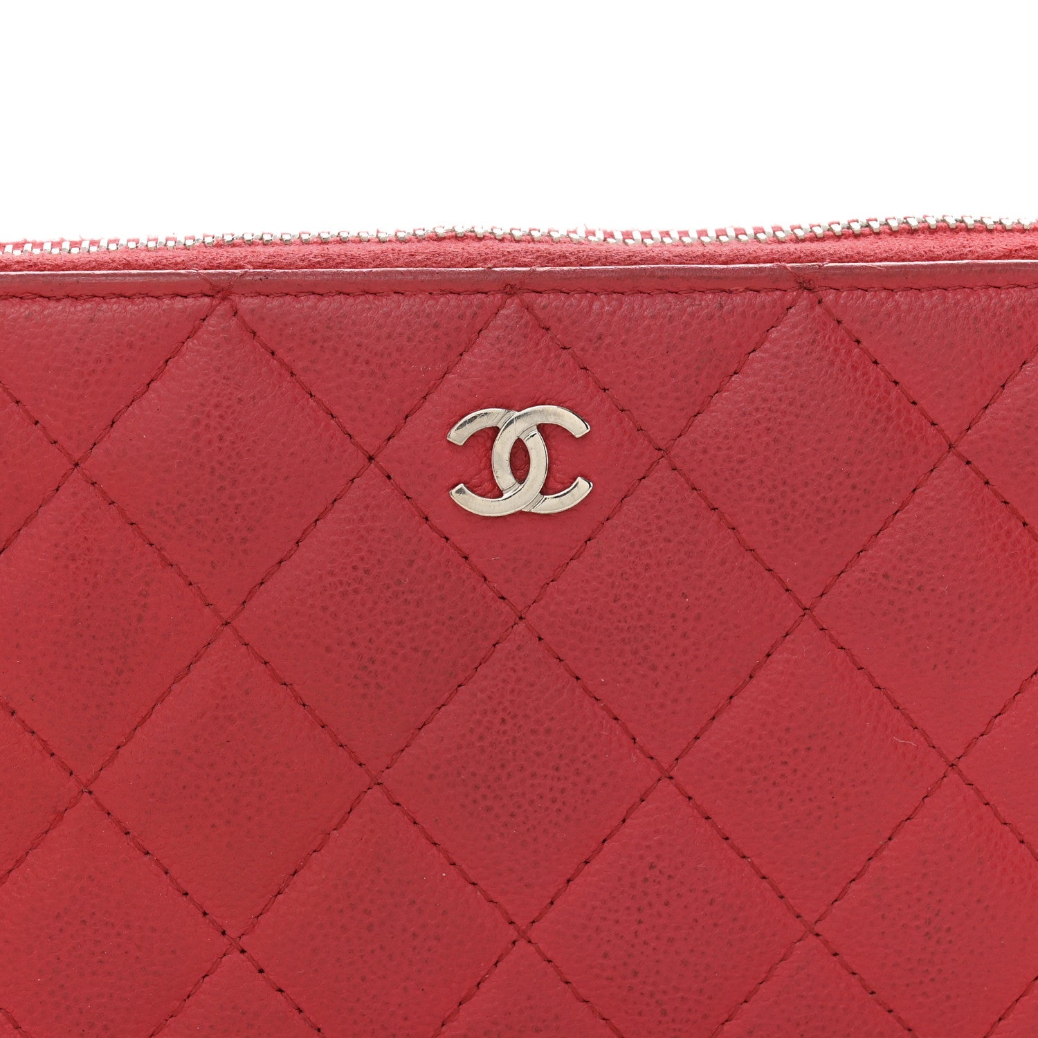 Caviar Quilted Large Gusset Zip Around Wallet Fuchsia