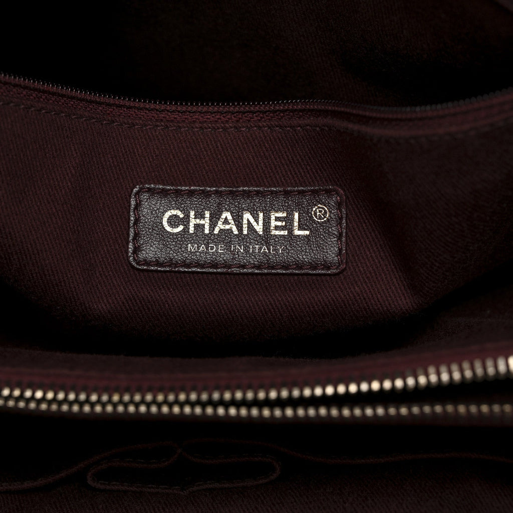 Chanel Snakeskin Glazed Calfskin Quilted Urban Mix Tote Black