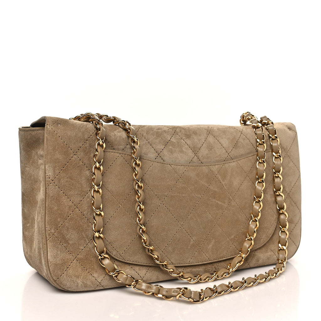 Chanel Suede Calfskin Small Souplissimo Maxi Flap Dark Beige