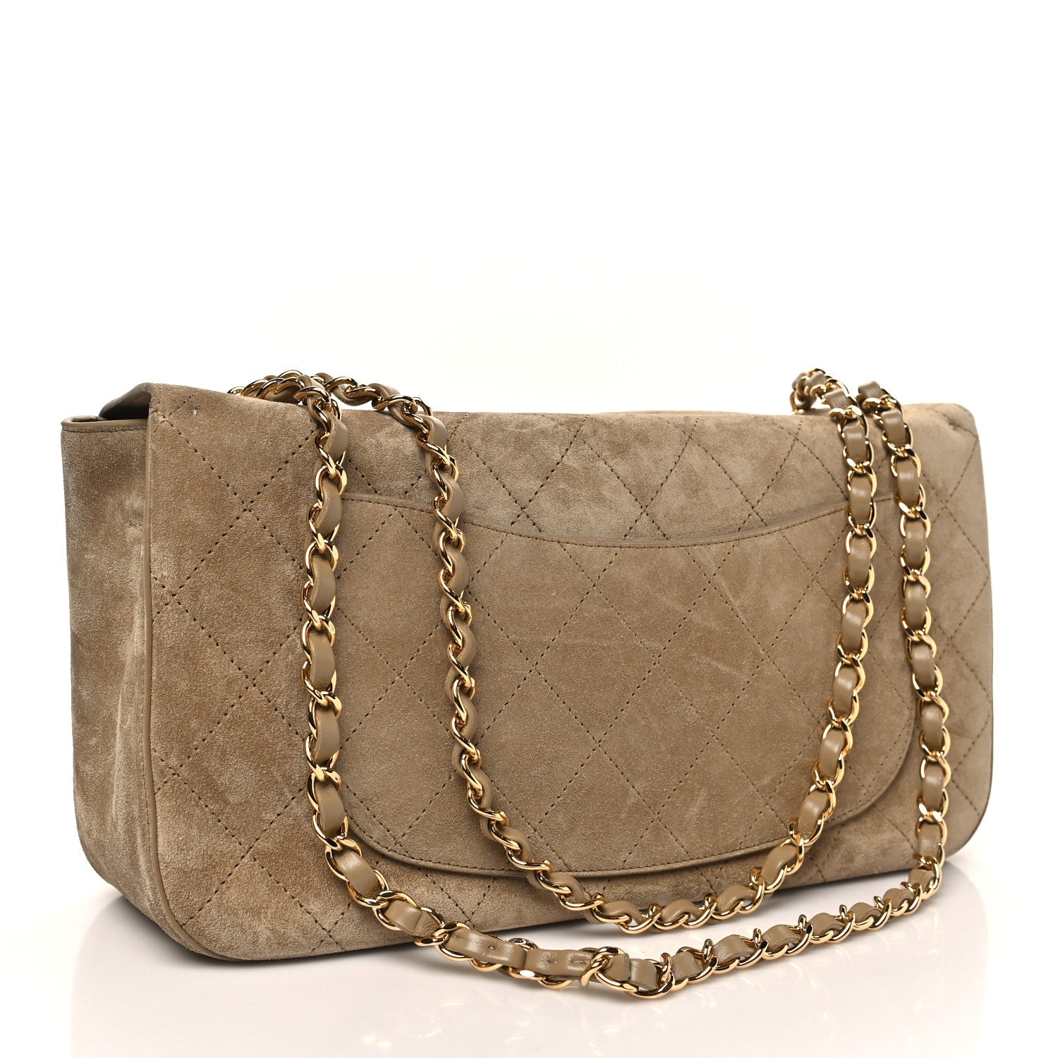 Chanel Suede Calfskin Small Souplissimo Maxi Flap Dark Beige