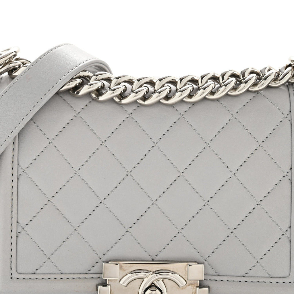 Chanel Lambskin Quilted Small Boy Flap Grey
